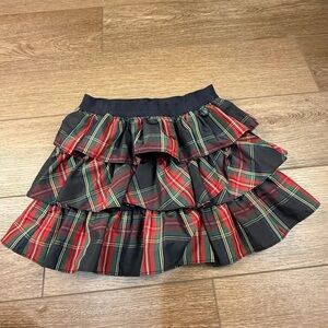 Plaid Ruffle Skirt - Red and Black